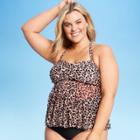 Kona Sol Women's Plus Size Mesh Flyaway Tankini Top - Kona