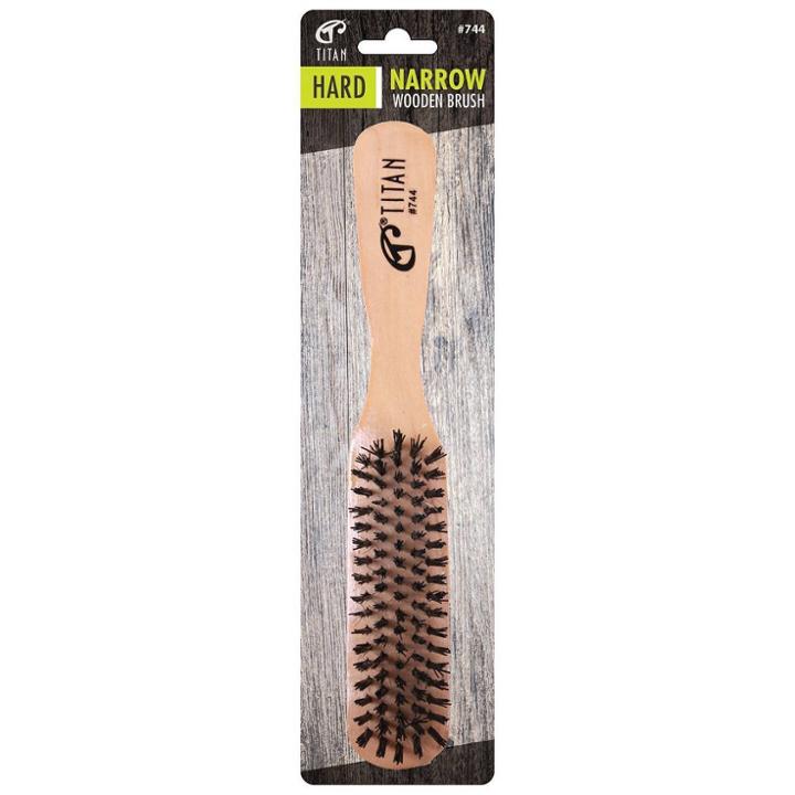 Titan Narrow Wooden Hair Brush, Beige