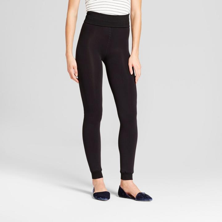 Women's Faux Fur Lined Leggings - A New Day Black