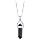 Target Women's Silver Plated Tiger Eye Genuine Stone Necklace - Silver (18), Black Onyx