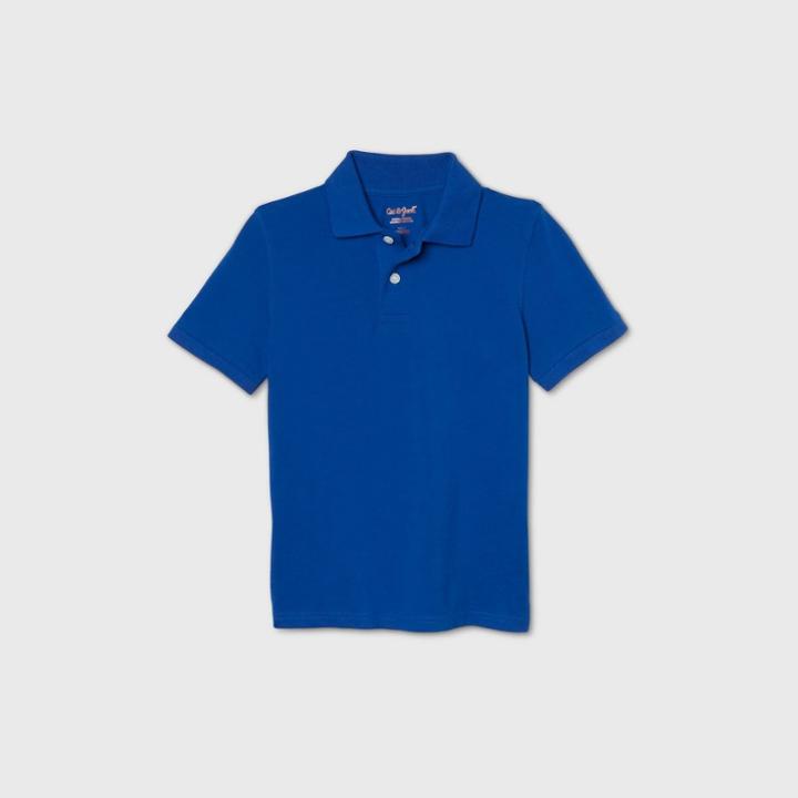 Petiteboys' Short Sleeve Stretch Pique Uniform Polo Shirt - Cat & Jack Bright Blue