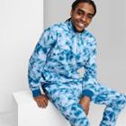 Men's Standard Fit Dip Dye Fleece 1/4th Zip Sweatshirt - Original Use Blue