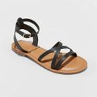 Women's Tillie Faux Leather Ankle Strap Sandals - A New Day Black