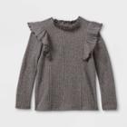 Toddler Girls' Mock Neck Rib Cozy Sweatshirt - Art Class Heather Gray