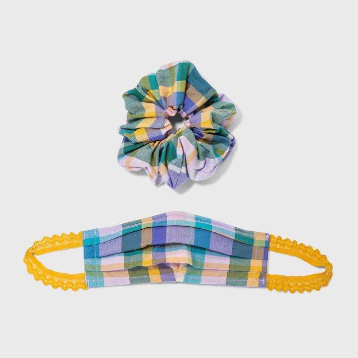 Women's Plaid Face Mask + Hair Twister - Wild Fable Purple