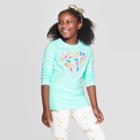 Girls' Long Sleeve Unicorn Heart Graphic T-shirt - Cat & Jack Aqua S, Girl's, Size: