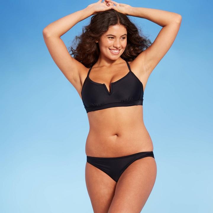 Juniors' V-wire Bralette Bikini Swim Top - Xhilaration Black D/dd Cup