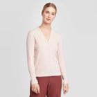 Women's Long Sleeve Rib V-neck Top - Prologue Blush