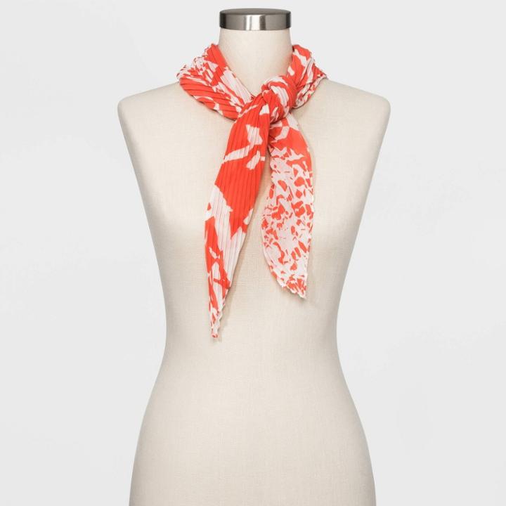 Women's Plated Square Color Block Scarf - A New Day Red, Women's,