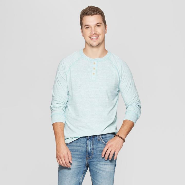 Men's Regular Fit Long Sleeve Jersey Henley Shirt - Goodfellow & Co Bermuda