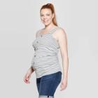 Maternity Striped Sleeveless Square Neck Button Front Tank Top - Isabel Maternity By Ingrid & Isabel Gray/white