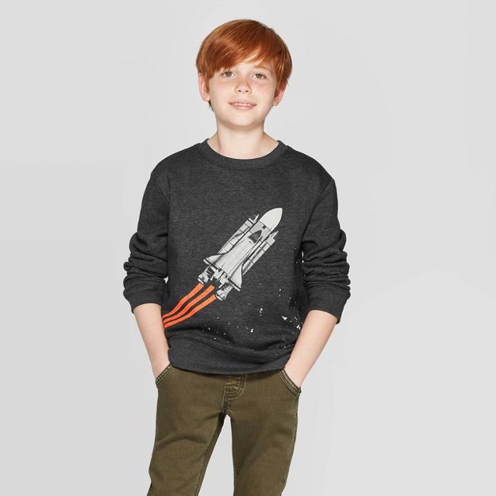 Boys' Long Sleeve Pullover - Cat & Jack Gray