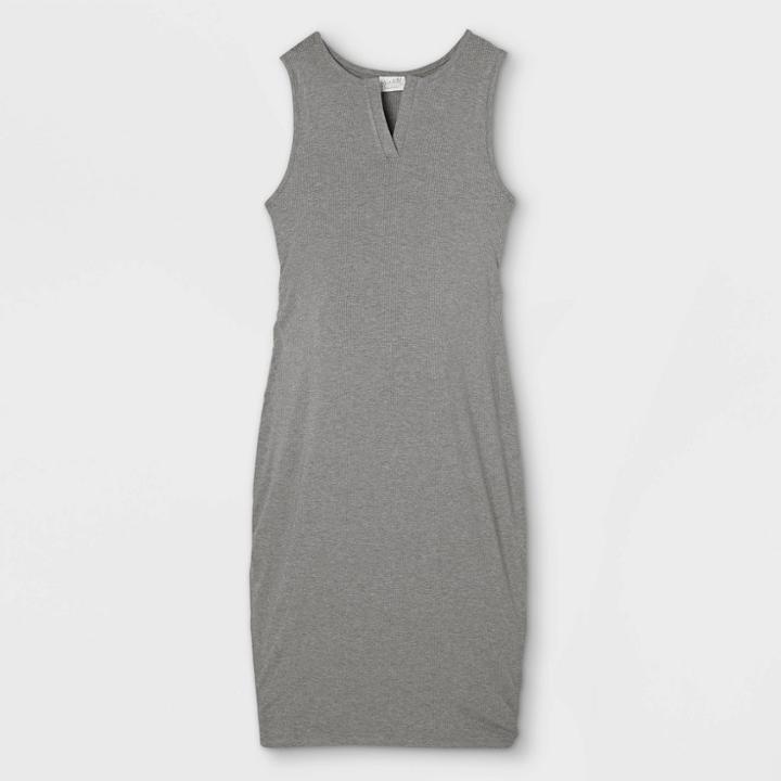 Sleeveless Rib Tank Maternity Dress - Isabel Maternity By Ingrid & Isabel Heather Gray