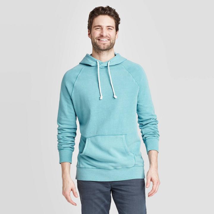 Men's Standard Fit French Terry Hoodie Sweatshirt - Goodfellow & Co Blue S, Men's,