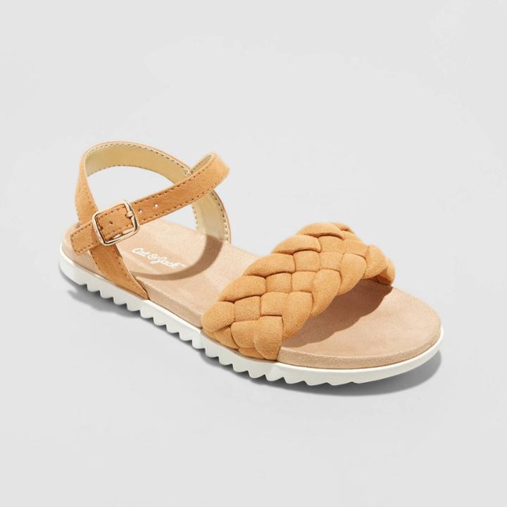Girls' Amelia Braided Footbed Sandals - Cat & Jack Cognac
