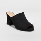 Women's Didi Wide Width Block Heel Mules - A New Day Black 7w,