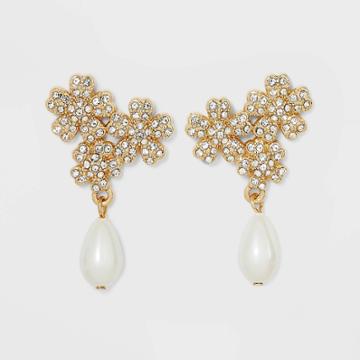 Sugarfix By Baublebar Pearl And Gold Flower Drop Earrings - Gold