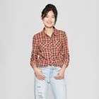 Junk Food Women's Long Sleeve Button Down Flannel Shirt - Red