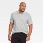 Men's Tall Striped Short Sleeve Collared Polo Shirt - Goodfellow & Co Gray