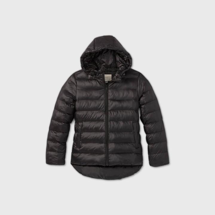 Women's Lightweight Puffer Jacket - A New Day Black
