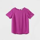 Women's Short Sleeve Round Neck Woven T-shirt - A New Day Purple