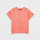 Girls' Fuzzy Short Sleeve Sweater - Art Class Bright Pink