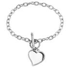 West Coast Jewelry Stainless Steel Heart Charm Link Bracelet, Girl's