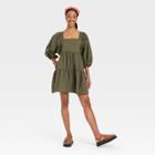 Women's Short Sleeve A-line Dress - A New Day Olive Xxl, Green Green