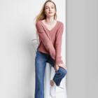 Women's V-neck Rib Knit Pullover Sweater - Wild Fable Dusty Mauve