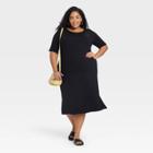 Women's Plus Size Short Sleeve Knit T-shirt Dress - Ava & Viv Black X
