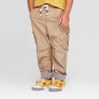 Toddler Boys' Lined Stretch Twill Cargo Pants - Cat & Jack Dark Khaki 12m, Toddler Boy's, Brown