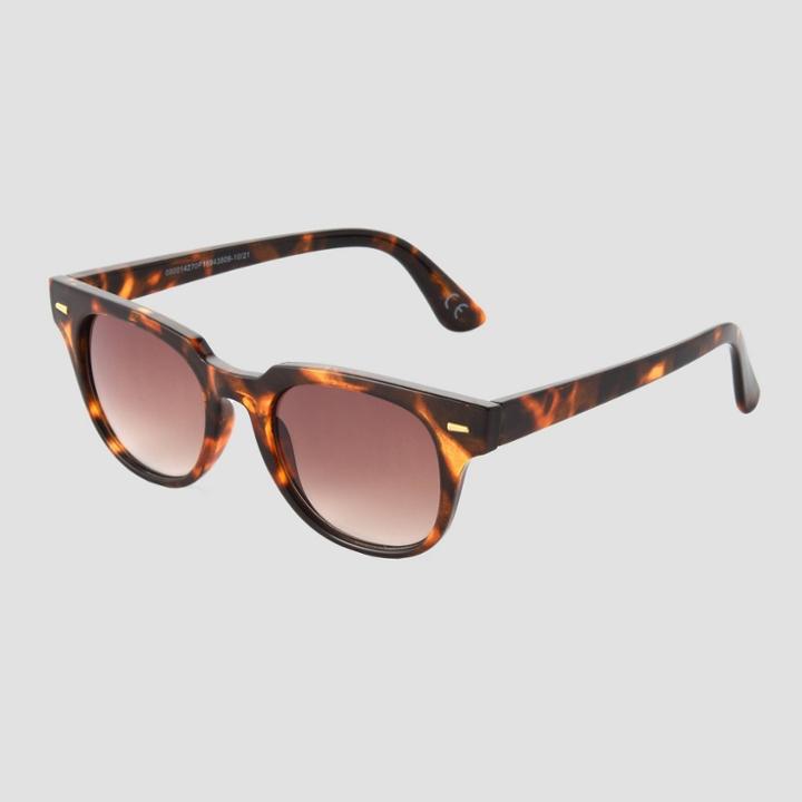 Women's Tortoise Shell Print Narrow Rectangle Sunglasses - Universal Thread Brown