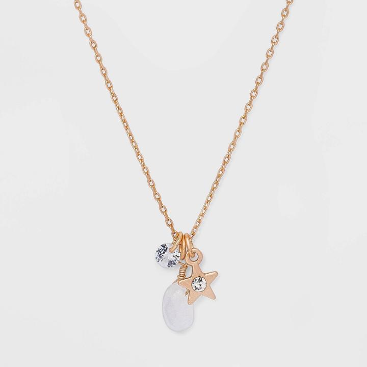 No Brand Briolette And Star Charm Necklace - Gold