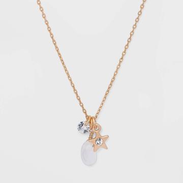 No Brand Briolette And Star Charm Necklace - Gold