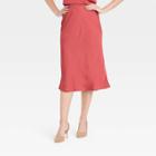 Women's High-rise Midi Slip A-line Skirt - A New Day Dark Pink