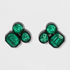 Cluster Stone Button Earrings - A New Day Dark Green