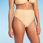 Shade & Shore Women's Lurex Cinched Tie Back High Waist Medium Coverage Bikini Bottom - Shade &