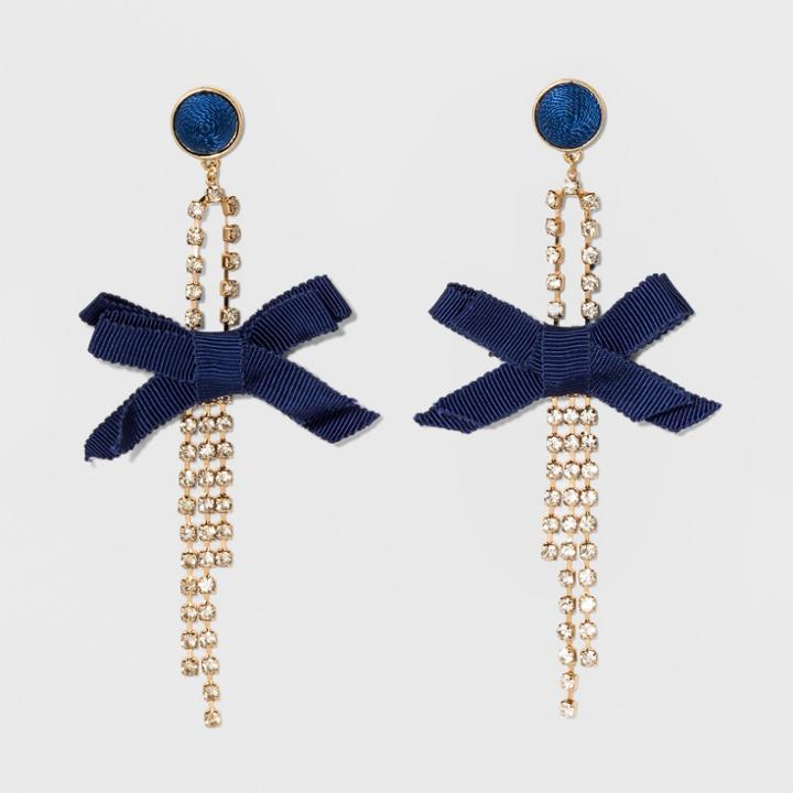 Sugarfix By Baublebar Tassel Drop Earrings With Bows - Blue