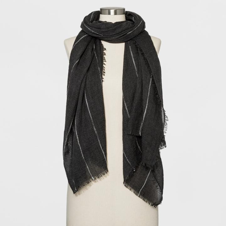 Women's Striped Oblong Scarf - Universal Thread Gray/white