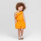 Toddler Girls' Solid Knit Romper - Cat & Jack Orange