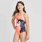 Girls' Wild Unicorn Print One Piece Swimsuit Set - Cat & Jack Peach Xs, Girl's, Orange