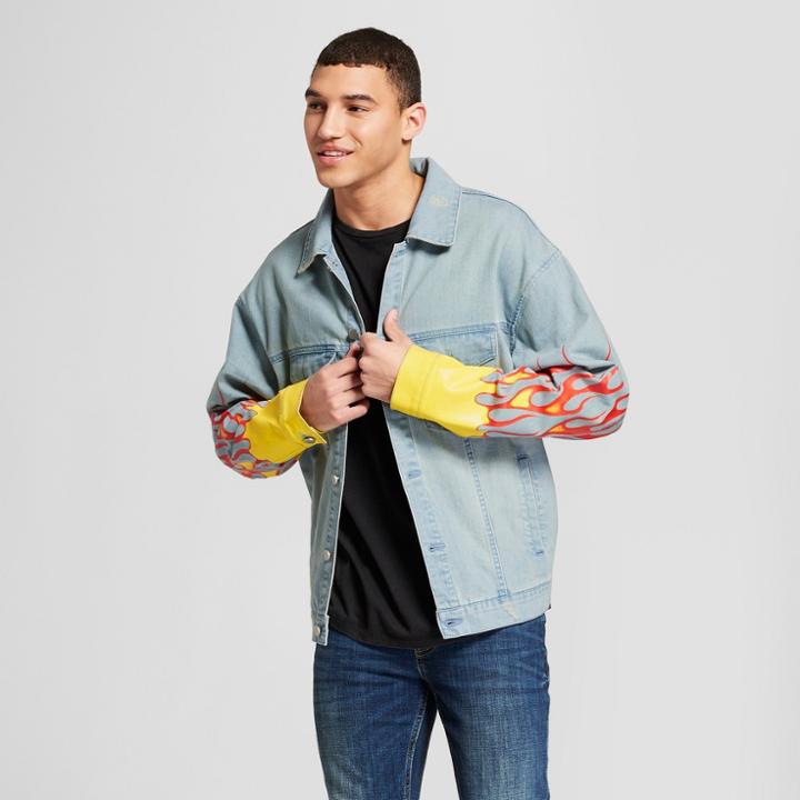 Men's Destructed Denim Trucker Jacket - Jackson Light Indigo