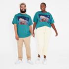 Adult Extended Size Relaxed Fit Short Sleeve Graphic T-shirt - Original Use Teal Blue
