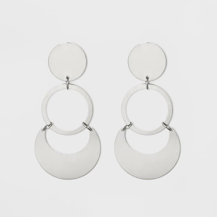 Geometric Solid And Open Work Metal Drop Earrings - A New Day Dark