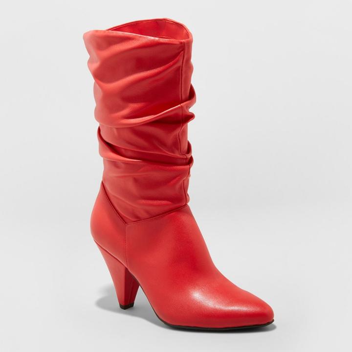 Women's Alisha Pointed Scrunch Boots - A New Day Red