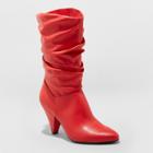 Women's Alisha Pointed Scrunch Boots - A New Day Red