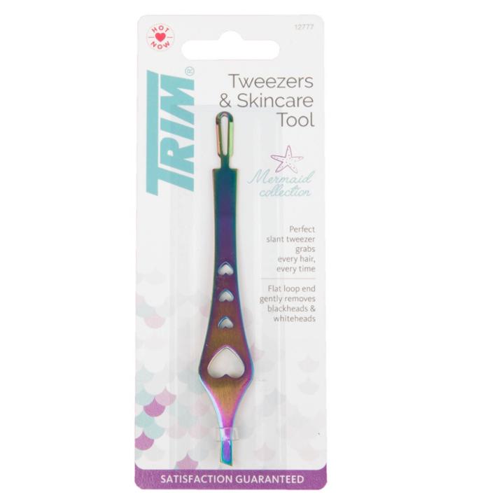 Trim Slant Tweezers With Skincare Tool End