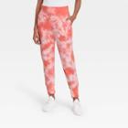 Women's Mid-rise Tie-dye Drop Crotch Jogger Pants With Asymmetrical Zipper Pocket - Joylab Coral