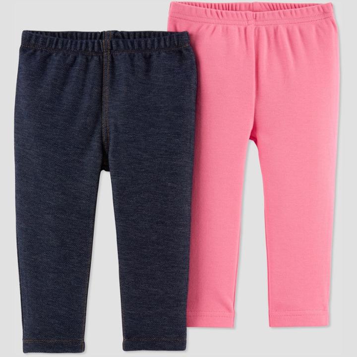Baby Girls' 2pk Jeggings - Just One You Made By Carter's Pink/gray Newborn
