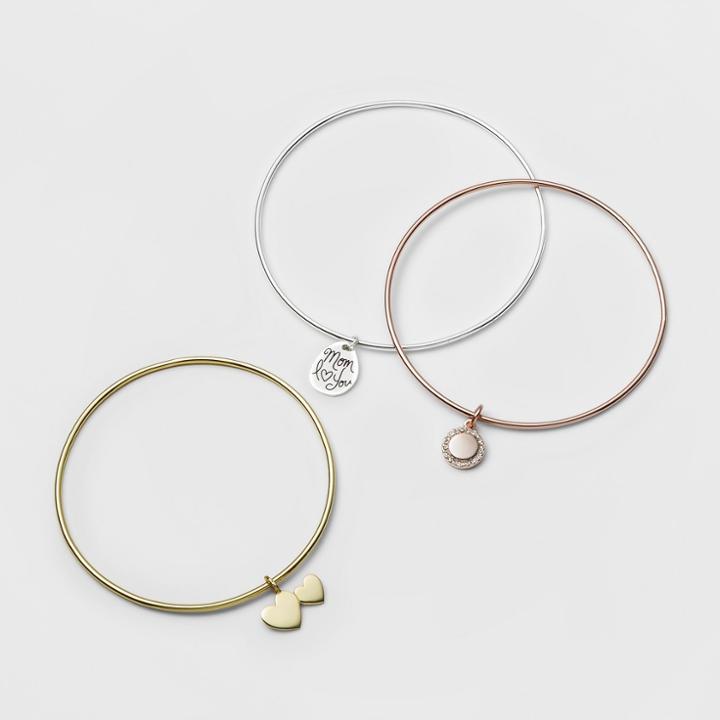 Target Silver Plated Mom I Love You Bangle Bracelet Set